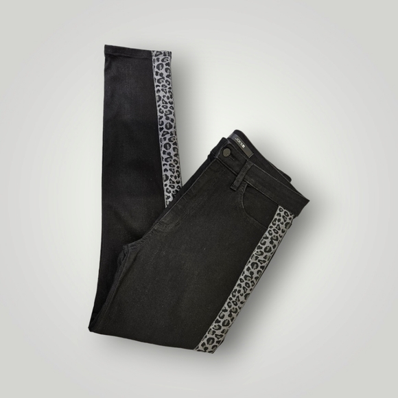 JOE'S Jeans Womens Size 30 Black with Cheetah Print Sides Flawless‎ The Charlie - Picture 1 of 11